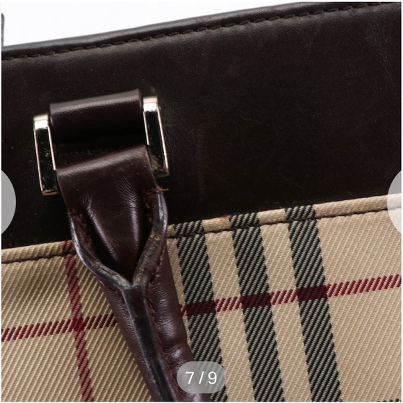 Vintage Burberry Check Canvas and Leather tote bag - Picture 6 of 8